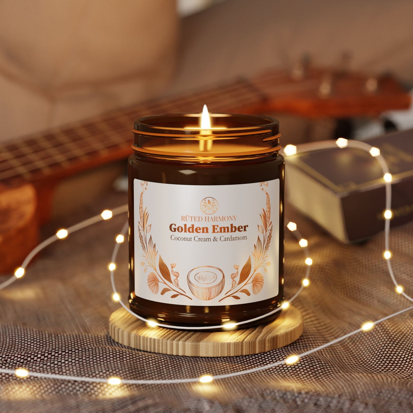 Golden Ember - Coconut Cream & Cardamom Scented Candle