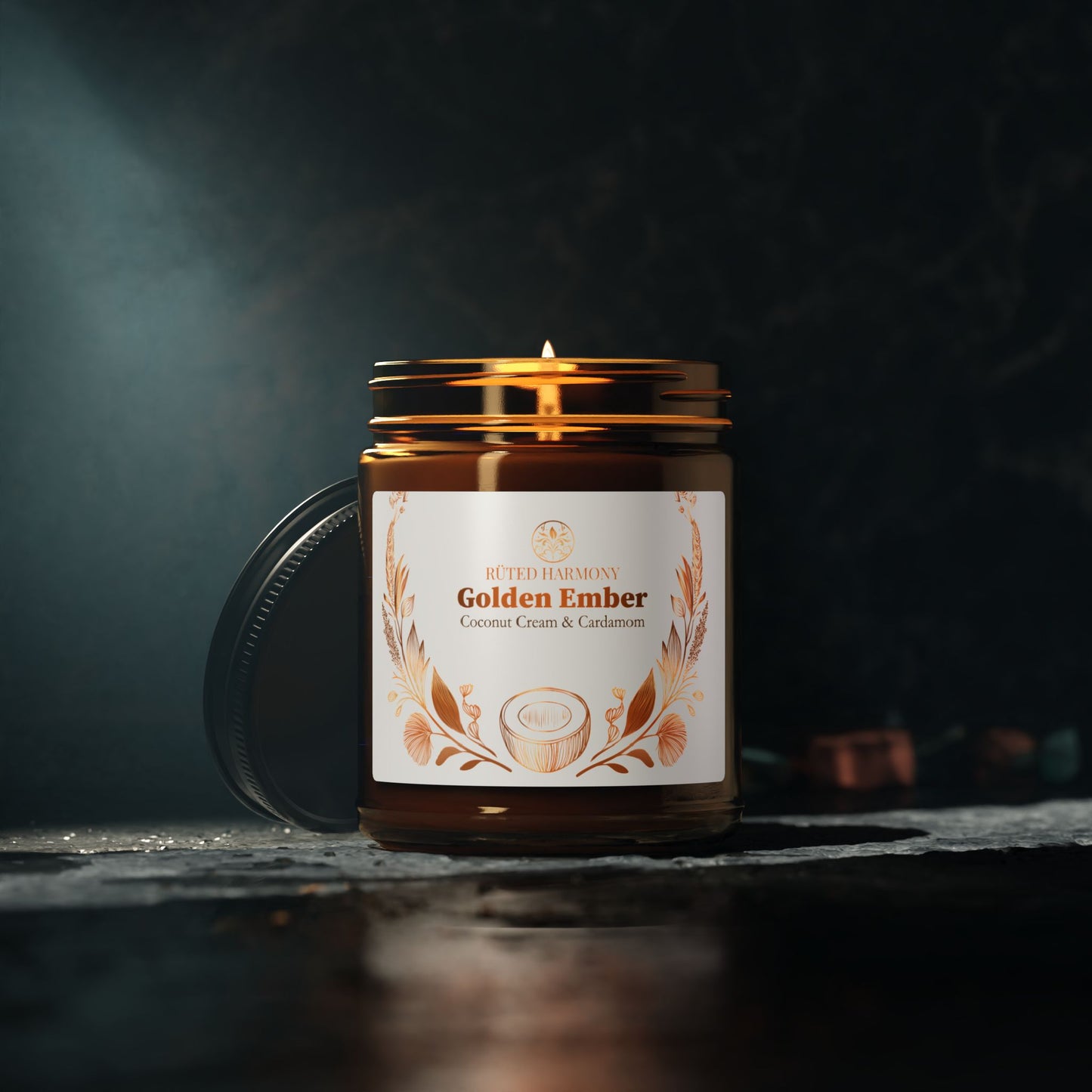 Golden Ember - Coconut Cream & Cardamom Scented Candle