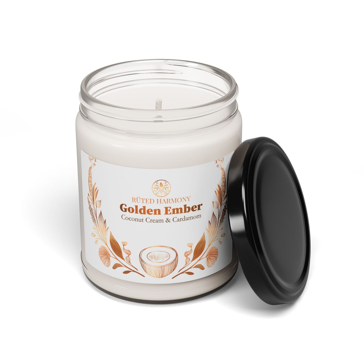 Golden Ember - Coconut Cream & Cardamom Scented Candle - 9oz