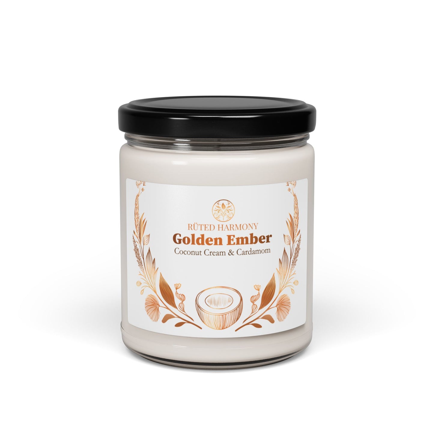 Golden Ember - Coconut Cream & Cardamom Scented Candle - 9oz