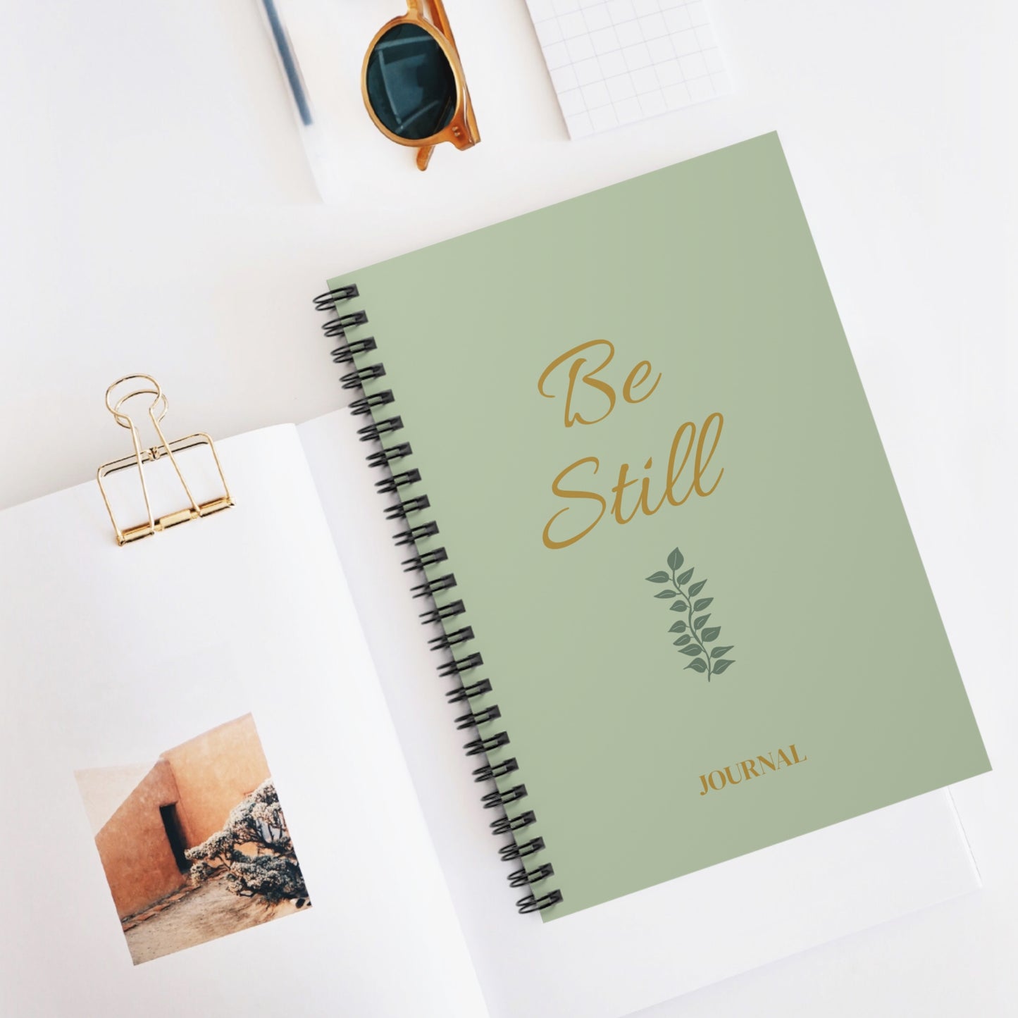 Be Still Spiral Notebook – Mindfulness Journal, Inspirational Writing Diary, Eco-Friendly Gift, Green Spiral Planner