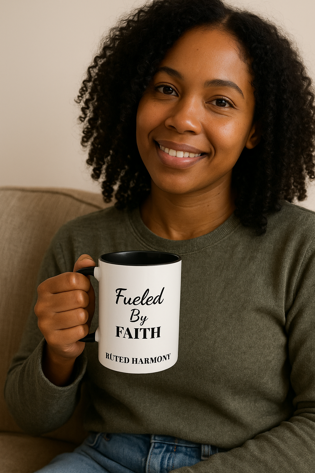 Fueled by Faith Mug | Motivational Accent Coffee Cup, Christian Gift for Her, Encouraging Morning Mug, Inspirational Drinkware