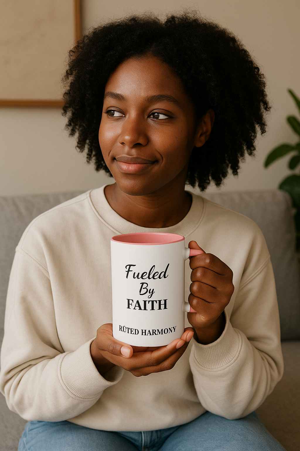 Fueled by Faith Mug | Motivational Accent Coffee Cup, Christian Gift for Her, Encouraging Morning Mug, Inspirational Drinkware