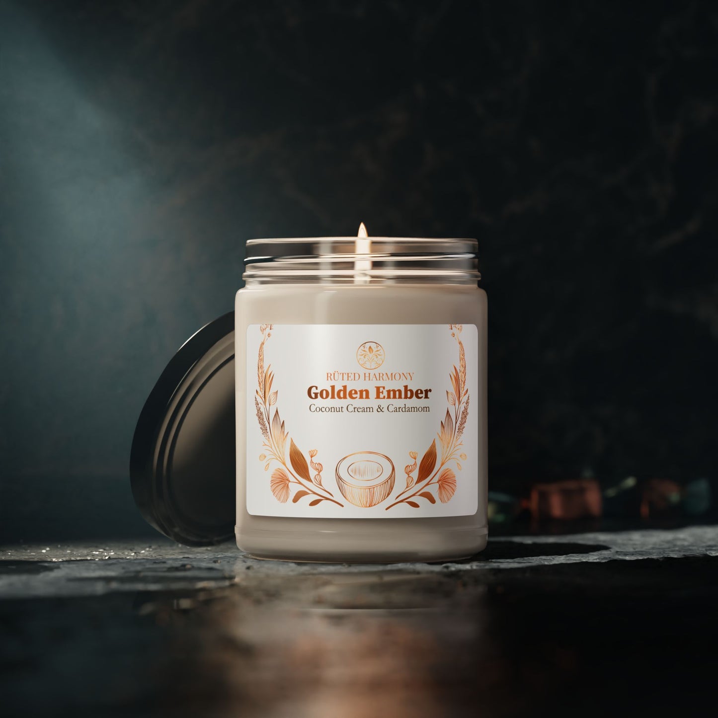 Golden Ember - Coconut Cream & Cardamom Scented Candle - 9oz
