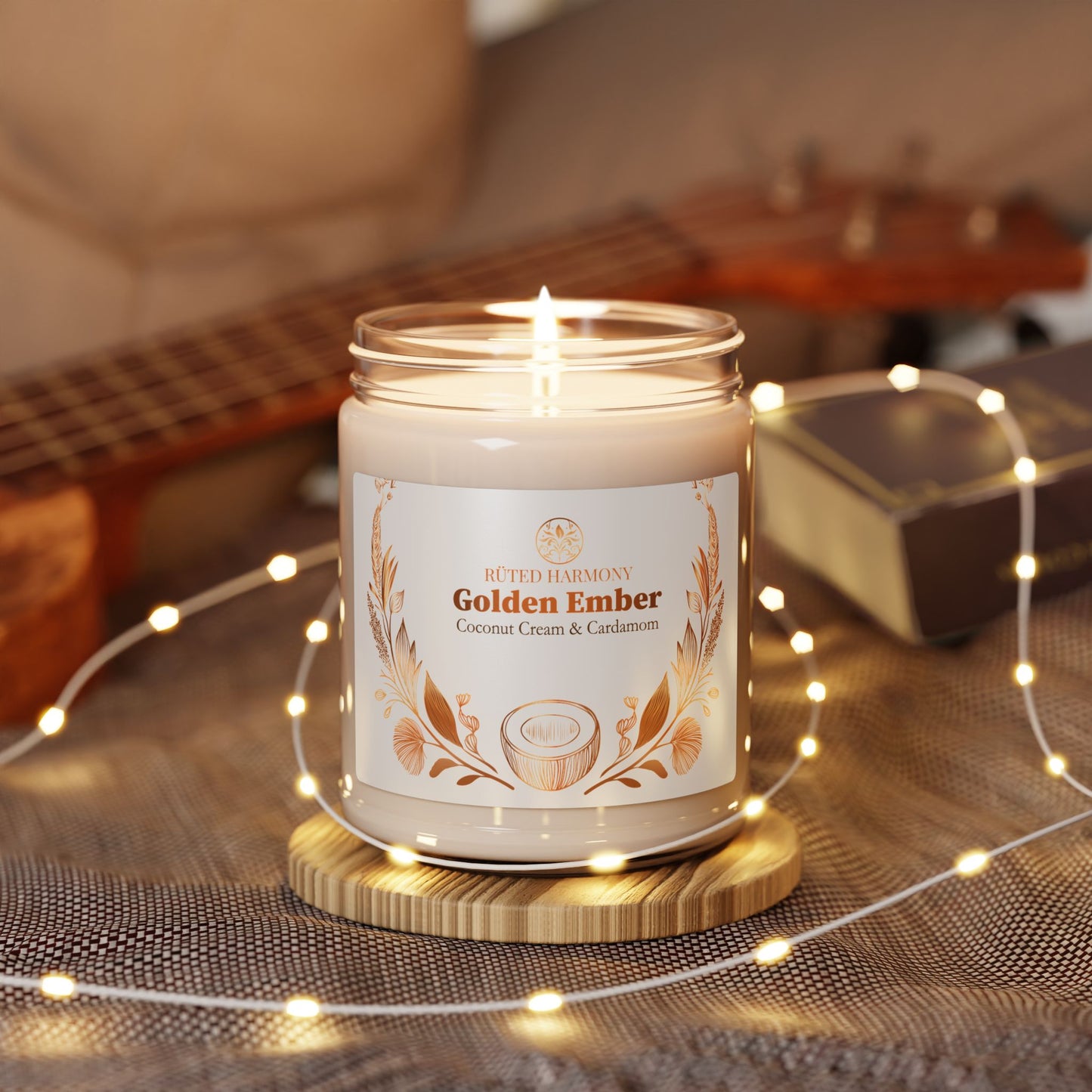 Golden Ember - Coconut Cream & Cardamom Scented Candle - 9oz