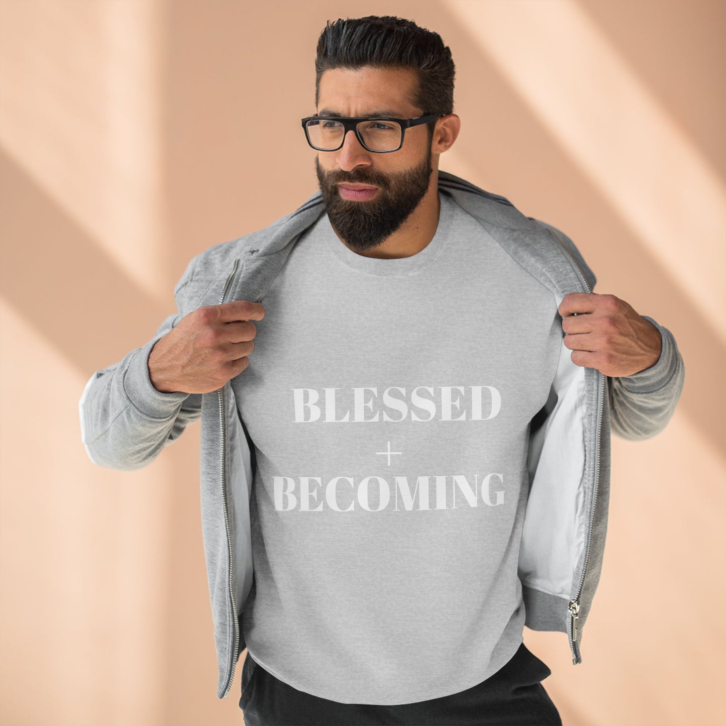 Blessed + Becoming Unisex Crewneck Sweatshirt | Faith-Inspired Comfort | Motivational Apparel | Cozy Gift for Her or Him