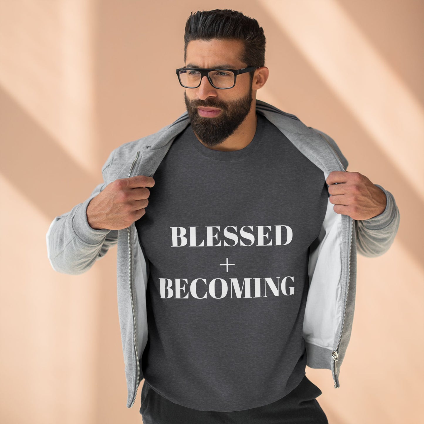 Blessed + Becoming Unisex Crewneck Sweatshirt | Faith-Inspired Comfort | Motivational Apparel | Cozy Gift for Her or Him