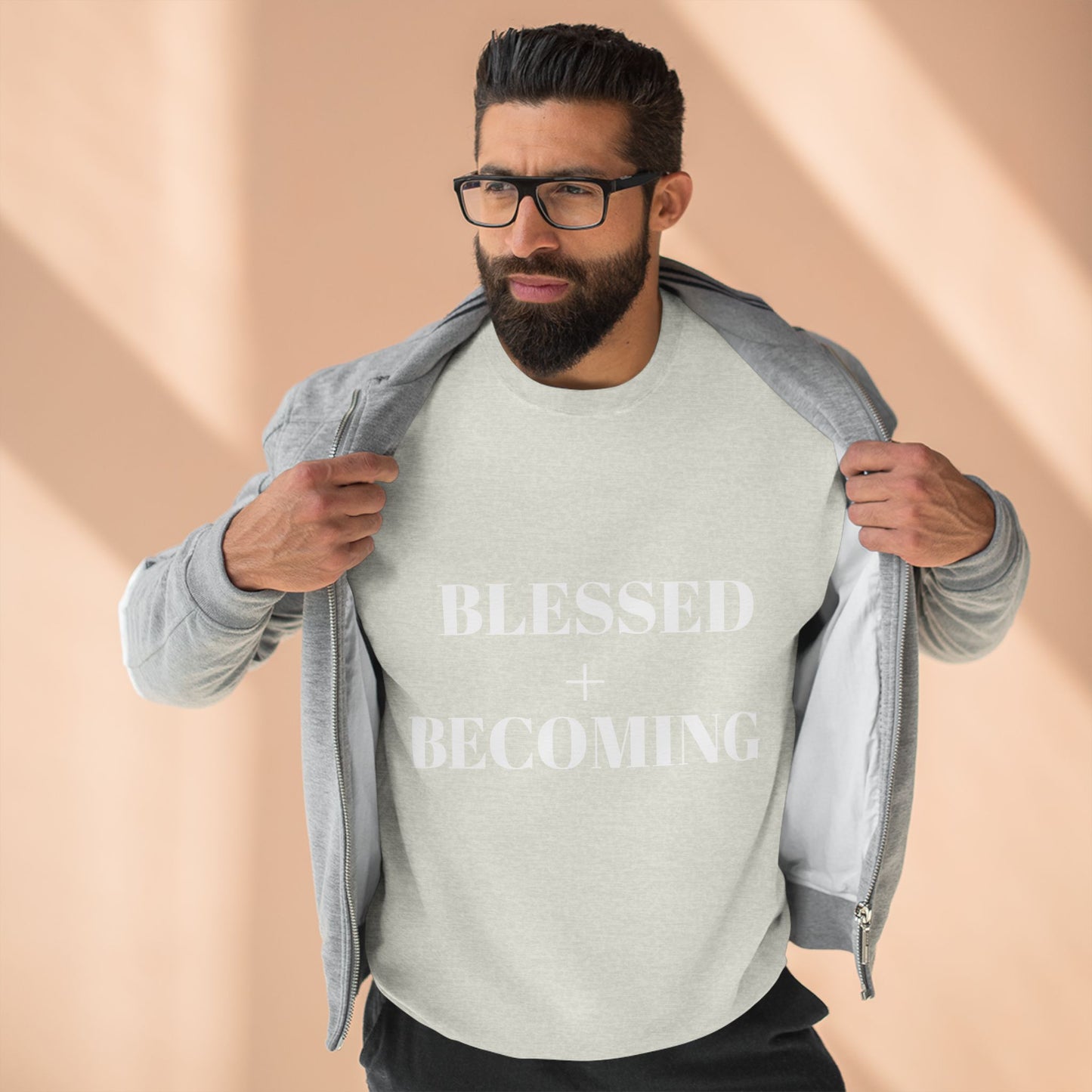 Blessed + Becoming Unisex Crewneck Sweatshirt | Faith-Inspired Comfort | Motivational Apparel | Cozy Gift for Her or Him