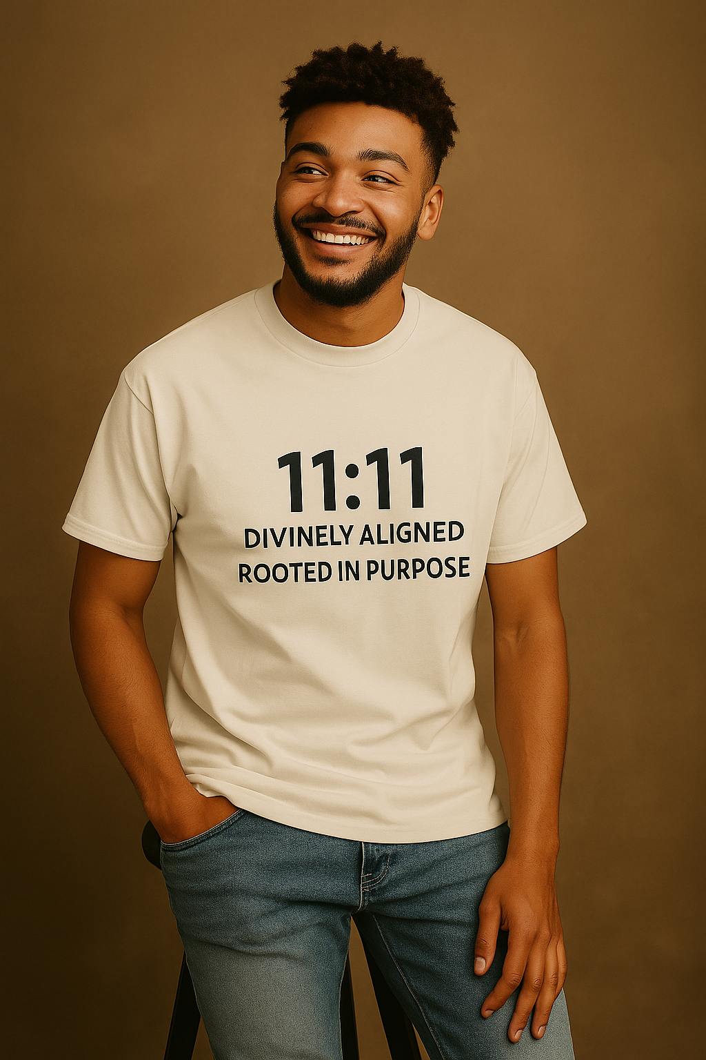 11:11 Spiritual Affirmation Tee – “Divinely Aligned, Rooted in Purpose