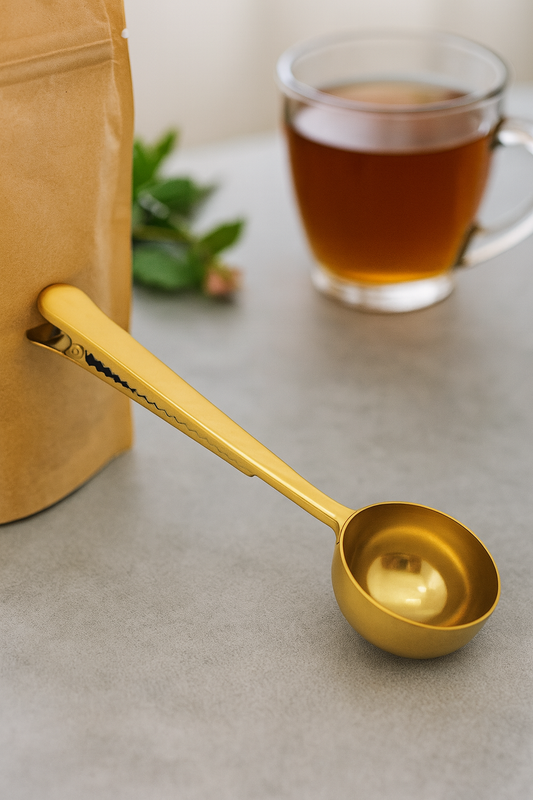 Gold Tea Scoop with Bag Clip – Elegant & Functional